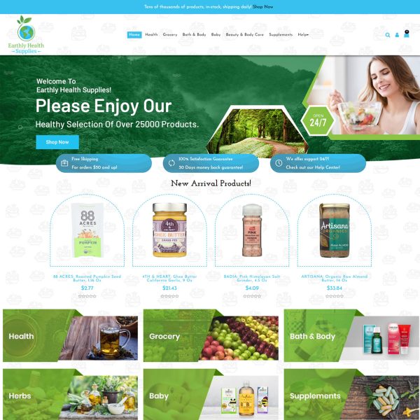 Earthly Health Ecommerce Store - Natural Products Online Store Example
